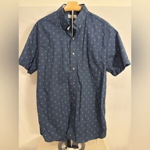Hickey Freeman Cotton Classic Blue Golf Button Up - Men's Size XL